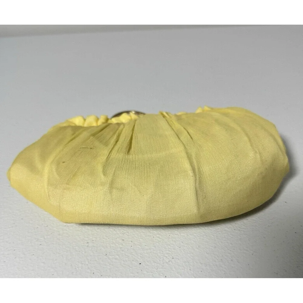 Vintage Yellow Chiffon Evening Bag HL USA Satin Lined Convertible Clutch Purse‎